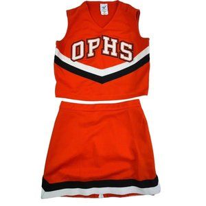 Adult L Sexy High School Cheerleader Uniform 38 Top 28 Skirt Halloween Costume